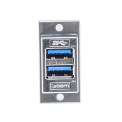 USB 3.0双层堆栈式适配耦合器，ECF法兰面板安装型，2个A型母头至2个A型母头，ABS外壳，银色的图片